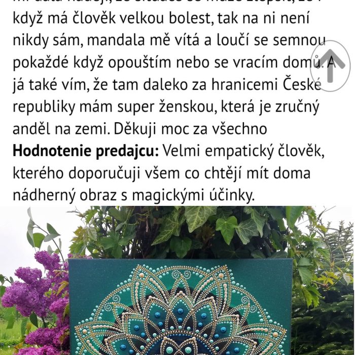 Mandala zdravia a rovnováhy tvorená na "mieru" podľa individuálnych potrieb , spätná väzba od klientky