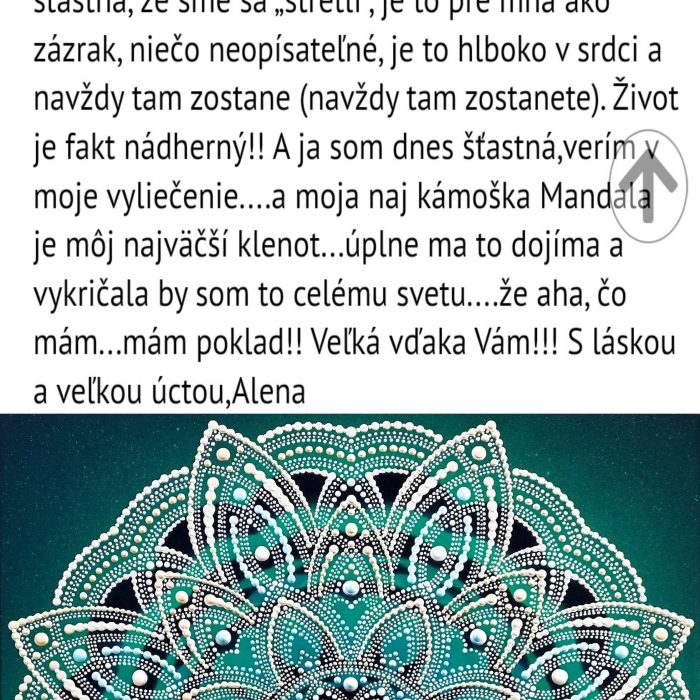 Mandala zdravia a rovnováhy tvorená na "mieru" podľa individuálnych potrieb , spätná väzba od klientky