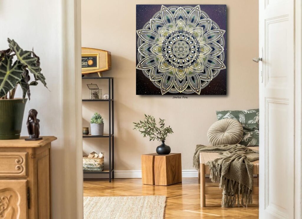 Magická mandala lásky, šťastného života a dokonalej harmónie, energetický obraz na "mieru" do Vášho domova, Talizman 