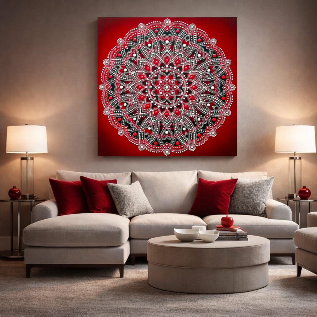 MANDALA LÁSKY, POZITÍVNEJ ENERGIE a RADOSTI zo ŽIVOTA, energetický obraz tvorený na "mieru" do vybraného priestoru domova