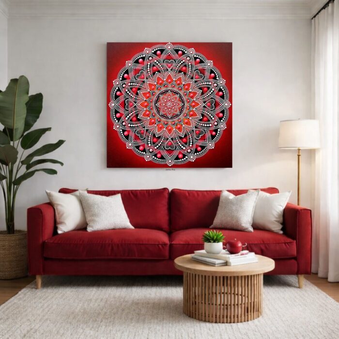 MANDALA LÁSKY, POZITÍVNEJ ENERGIE a RADOSTI zo ŽIVOTA, energetický obraz tvorený na "mieru" do vybraného priestoru domova