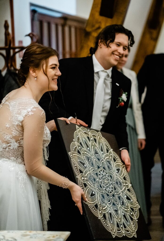 SVADOBNÁ MANDALA LÁSKY, ŠŤASTNÉHO ŽIVOTA a HARMÓNIE tvorená na "mieru" pre mladomanželov do nového spoločného domova ako originálny svadobný dar, TALIZMAN