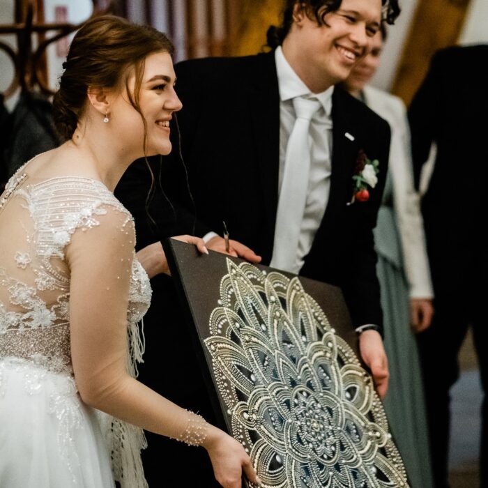 SVADOBNÁ MANDALA LÁSKY, ŠŤASTNÉHO ŽIVOTA a HARMÓNIE tvorená na "mieru" pre mladomanželov do nového spoločného domova ako originálny svadobný dar, TALIZMAN