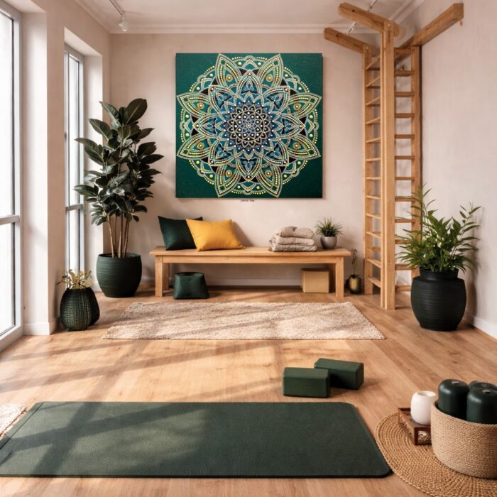 MANDALA ZDRAVIA a ROVNOVÁHY tvorená na "mieru" do jogového štúdia